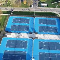 Outdoor Tennis Courts Drone View